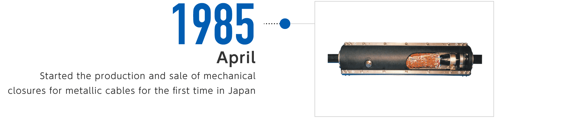 1985年4月-日本初のメタルケーブル用メカニカルクロージャを製造・販売開始